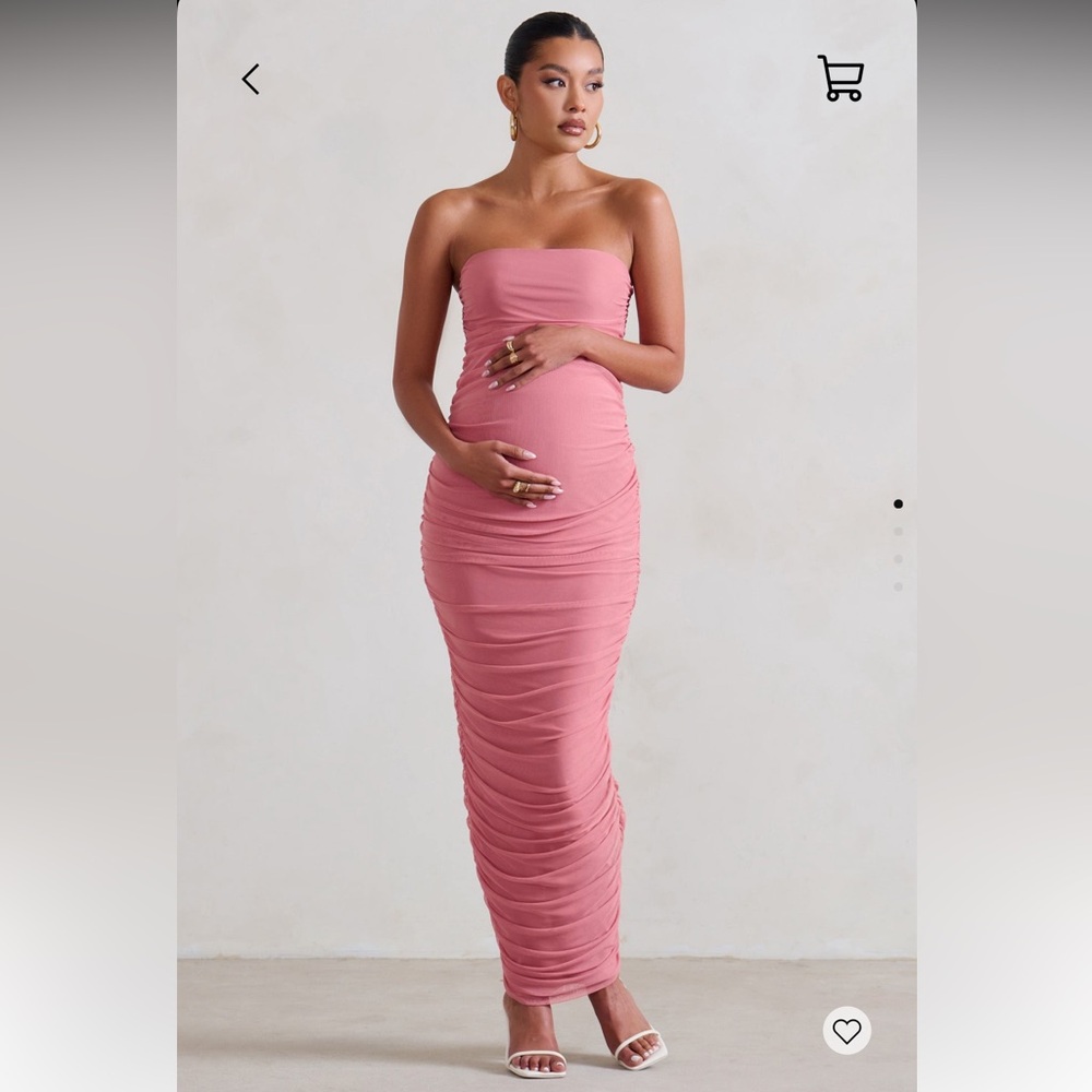 Club L London Blush Pink Maternity Bodycon Maxi Dress